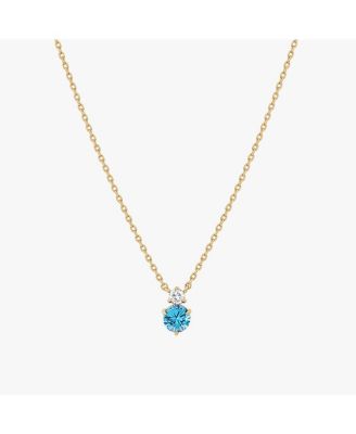 14k Gold Plated Deux Birthstone Necklace Personalized Gift Idea