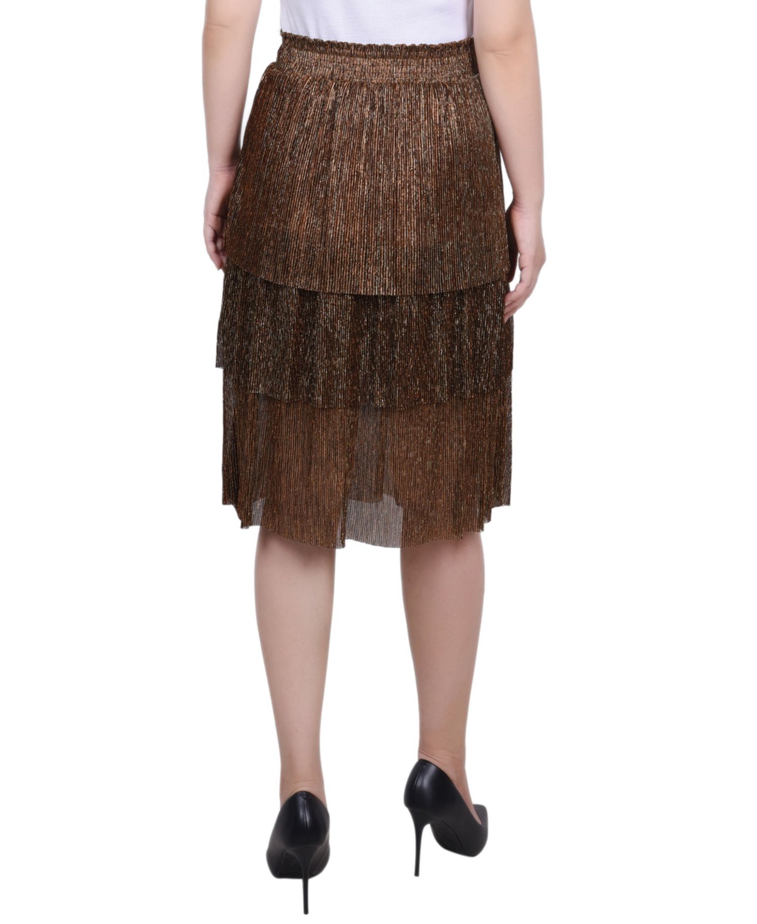 Petite Tiered Mesh Plisse Skirt
