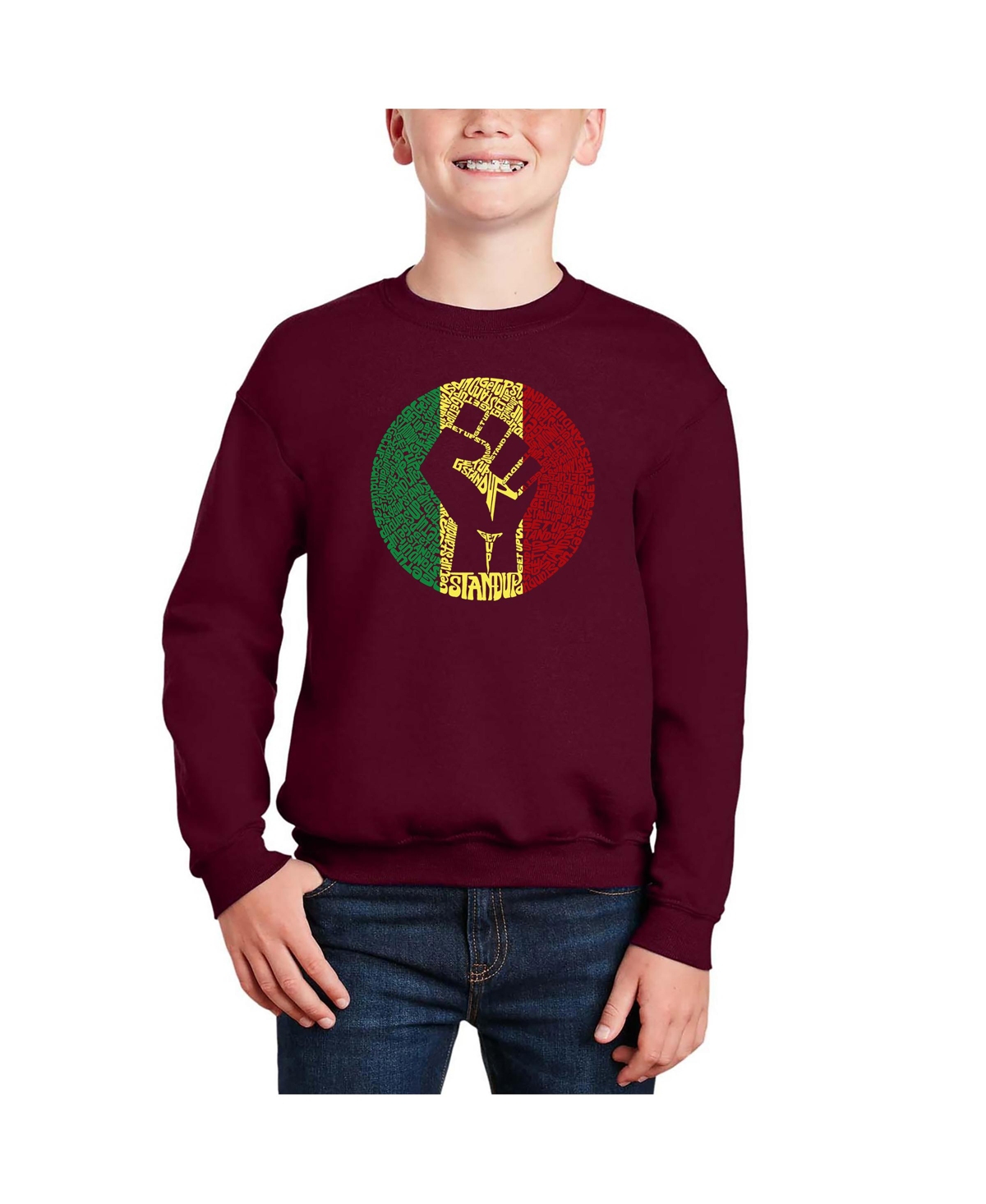 Get Up Stand Up - Big Boy's Word Art Crewneck Sweatshirt