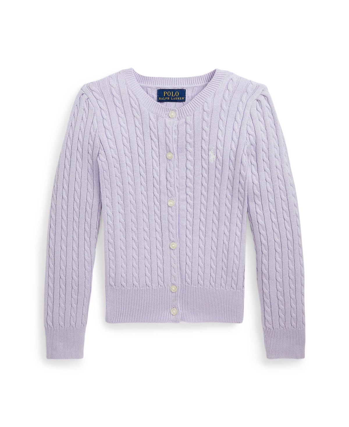 Polo Ralph Lauren Toddler And Little Girls Mini-cable Cotton Cardigan Sweater In Flower Purple With Nevis