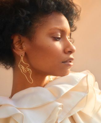 Sharp Silhouette Gold Dangle Earrings