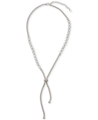 Lucky Brand - Silver-Tone Chain Lariat Necklace