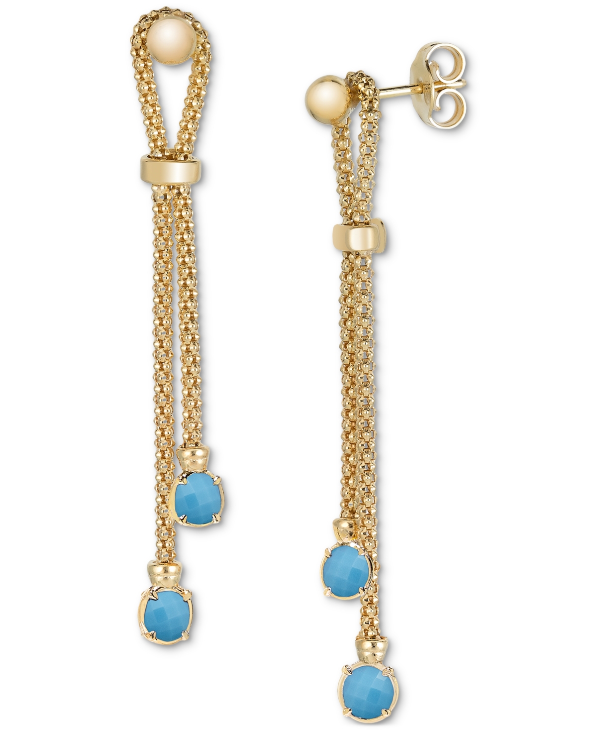 Macy's Lab Grown Onyx Popcorn Chain Link Drop Earrings In 14k Gold-plated Sterling Silver (also Available I In Turquoise