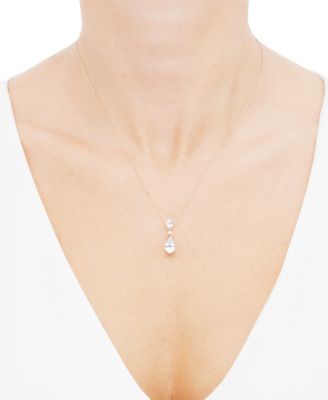 Aquamarine Pear (1-1/2 ct. t.w.) & Diamond Accent Pendant Necklace in 14k Yellow Gold, 18"