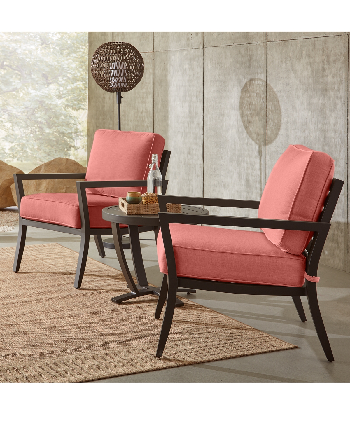Shop Agio Astaire Outdoor 3-pc Lounge Chair Set (2 Lounge Chairs + 1 End Table) In Peony Brick Red