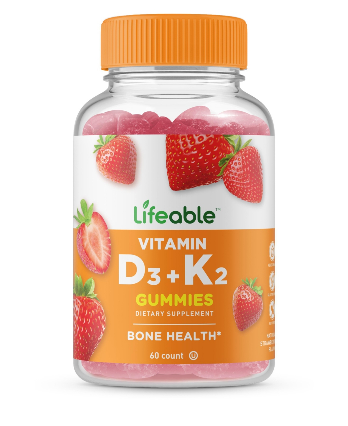 Vitamin D3 + K2 Gummies - Bone Health And Immunity - Great Tasting Natural Flavor, Dietary Supplement Vitamins - 60 Gummies - Open Miscellane
