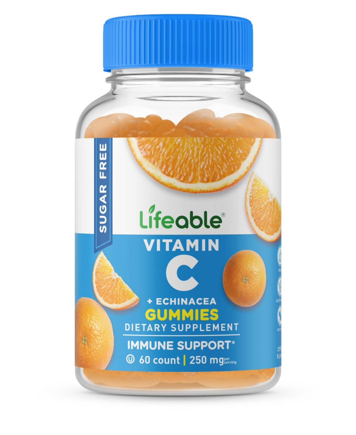 Sugar Free Vitamin C 250 mg Gummies - Immune System - Great Tasting Natural Flavor, Dietary Supplement Vitamins - 60 Gummies - Open Miscellan