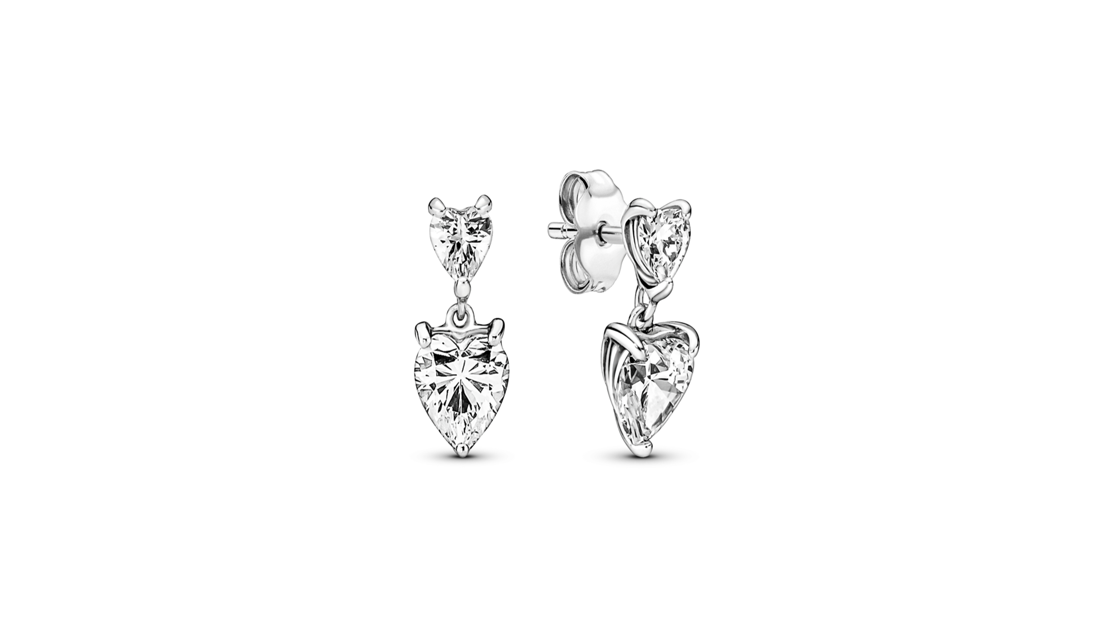 Pandora Double Heart Sparkling Stud Earrings