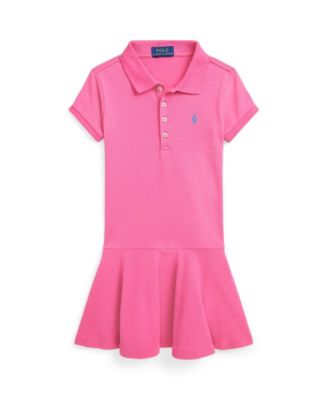 폴로 랄프로렌 Polo Ralph Lauren Toddler and Little Girls Stretch Mesh Polo Dress,Belmont Pink with New England Blue
