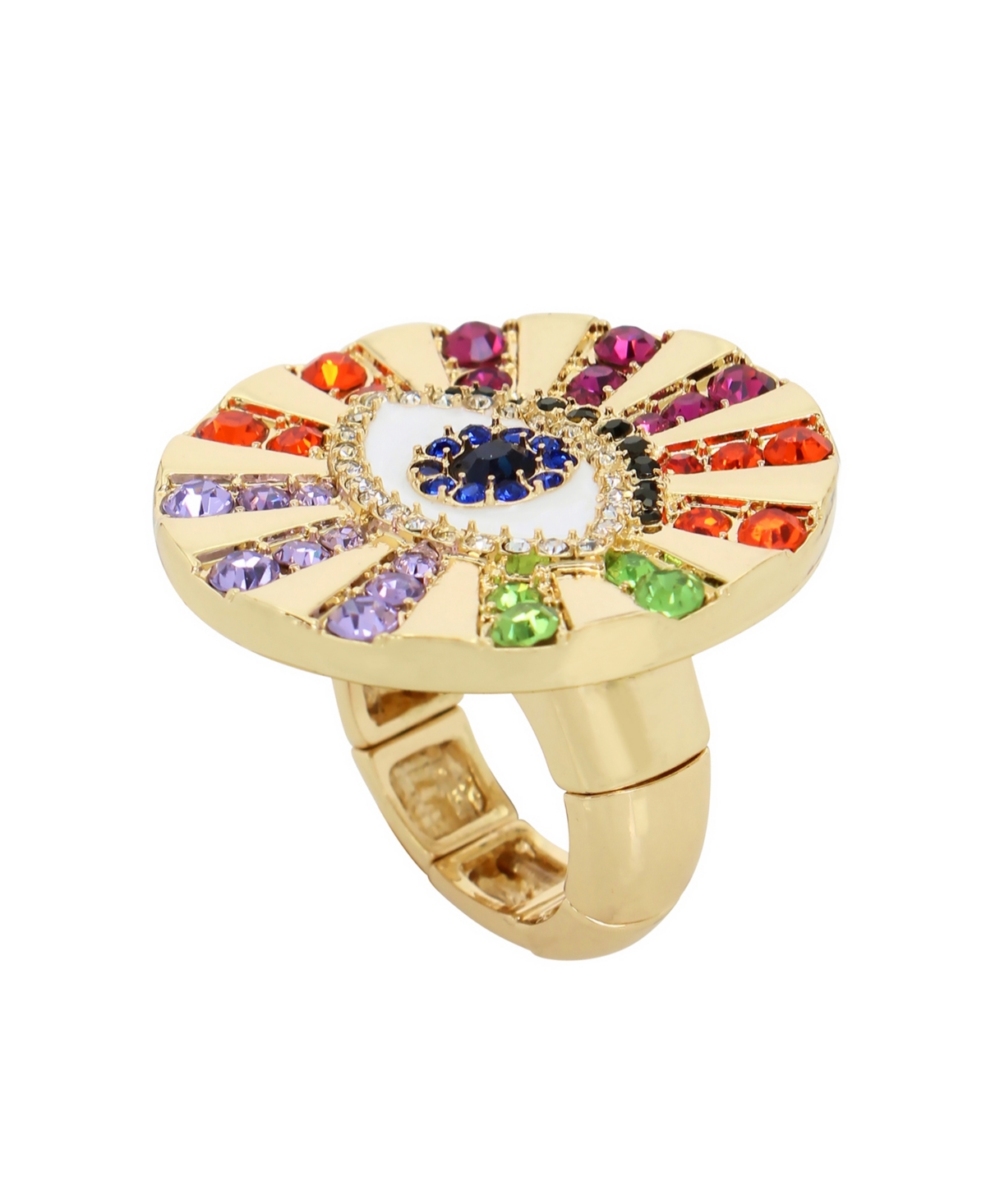 Betsey Johnson Faux Stone Evil Eye Cocktail Ring In Multi,gold