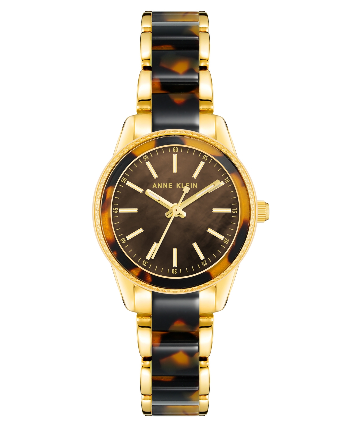Shop Anne Klein Women's Quartz Gold-tone Alloy And Tortoise Acetate Watch, 30mm