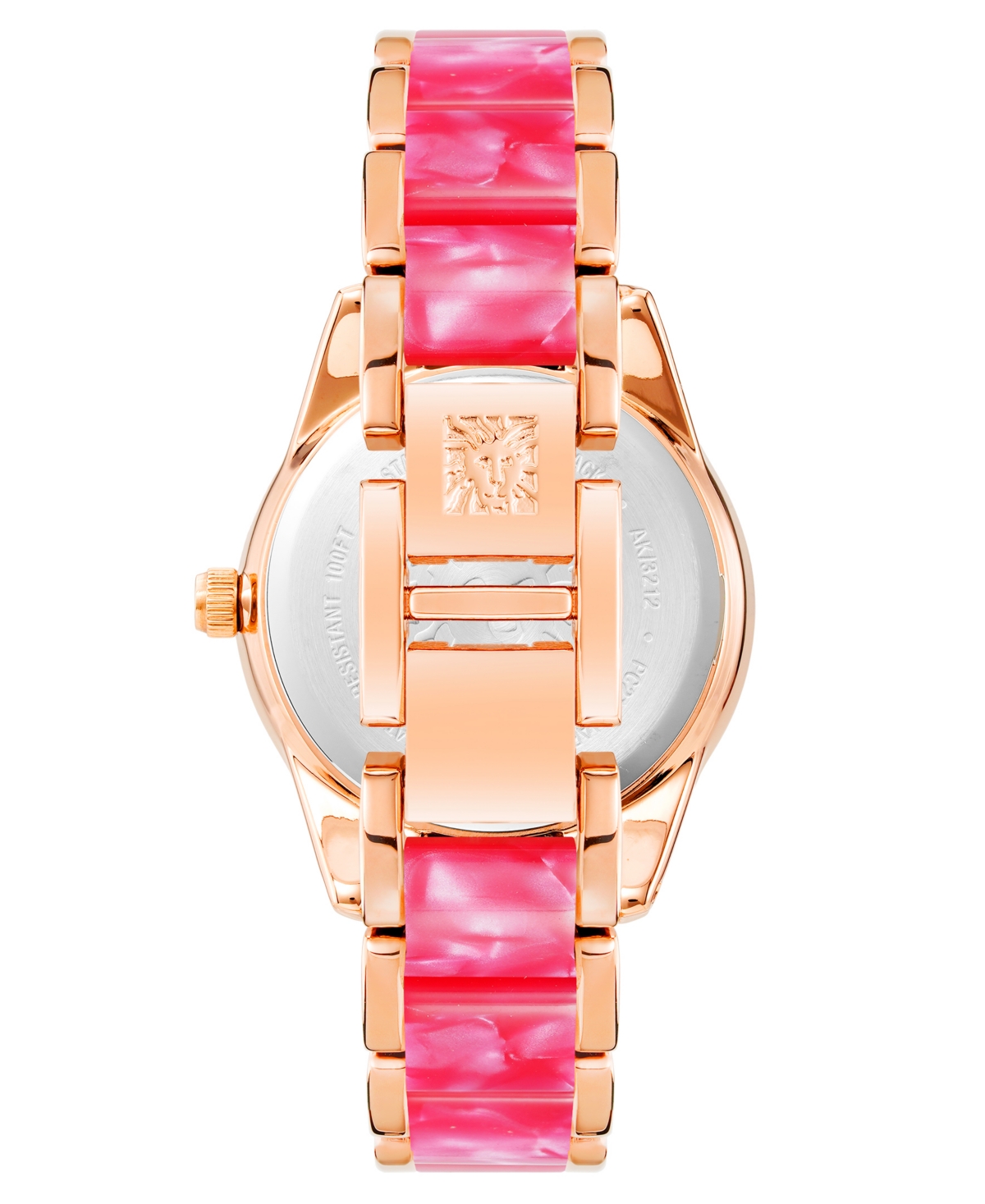 Anne Klein Women's Quartz Rose Gold-tone Alloy And Hot Pink Acetate Watch, 37.5mm In Pink