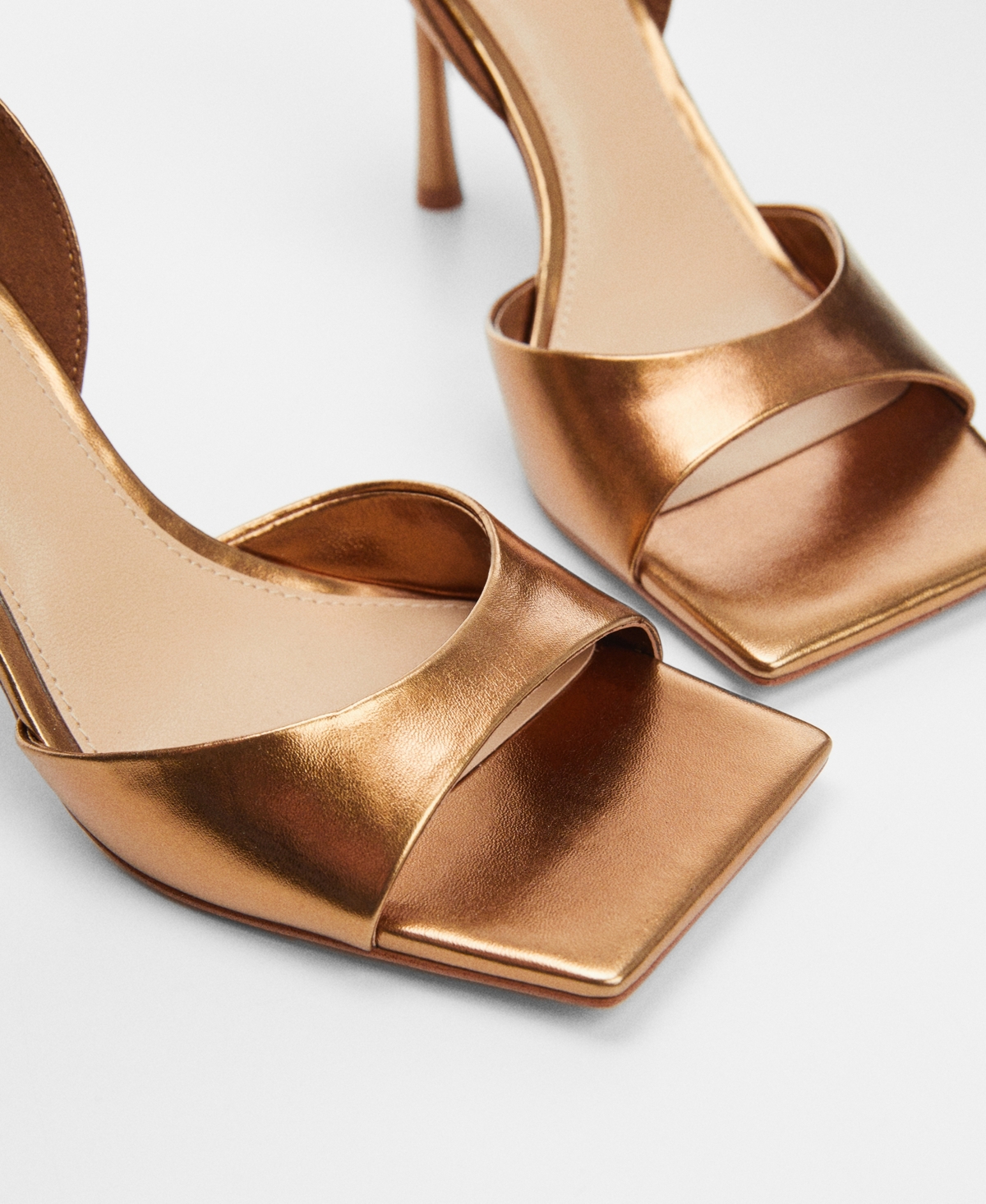 Shop Mango Women's Metallic Heel Sandals In Copper