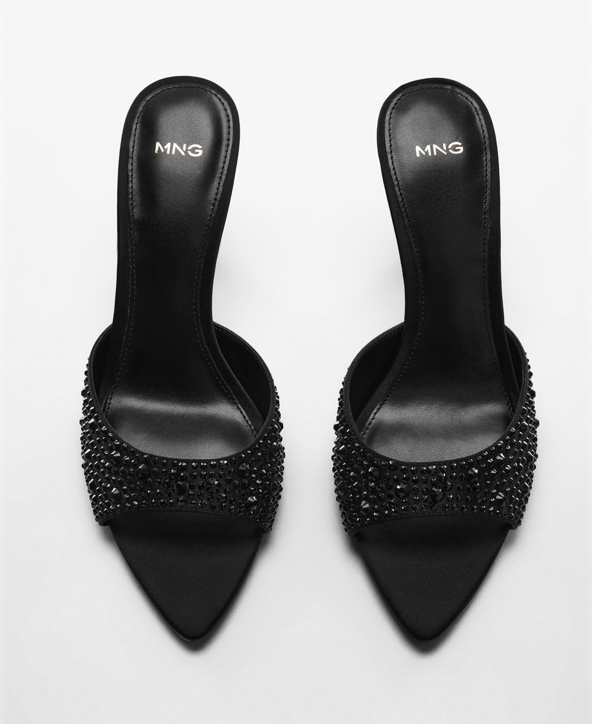 Shop Mango Women's Rhinestone Detail Heeled Sandals In Black
