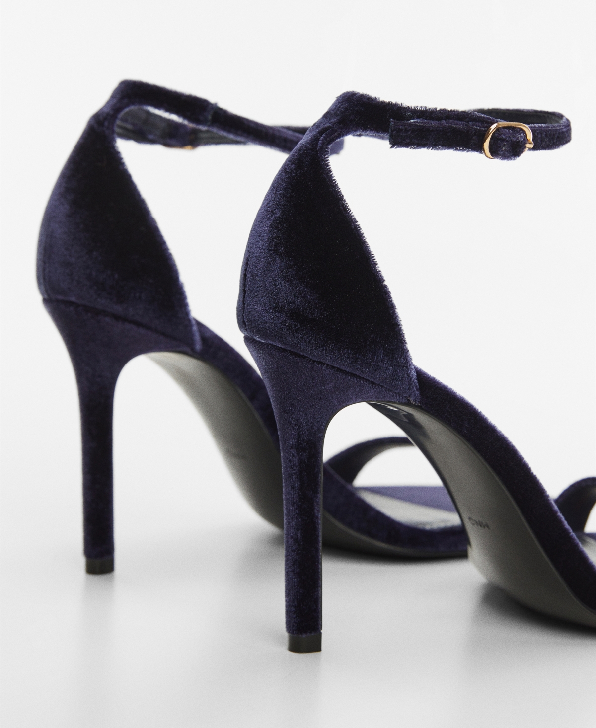 Shop Mango Women's Velvet Heel Sandals In Night Blue