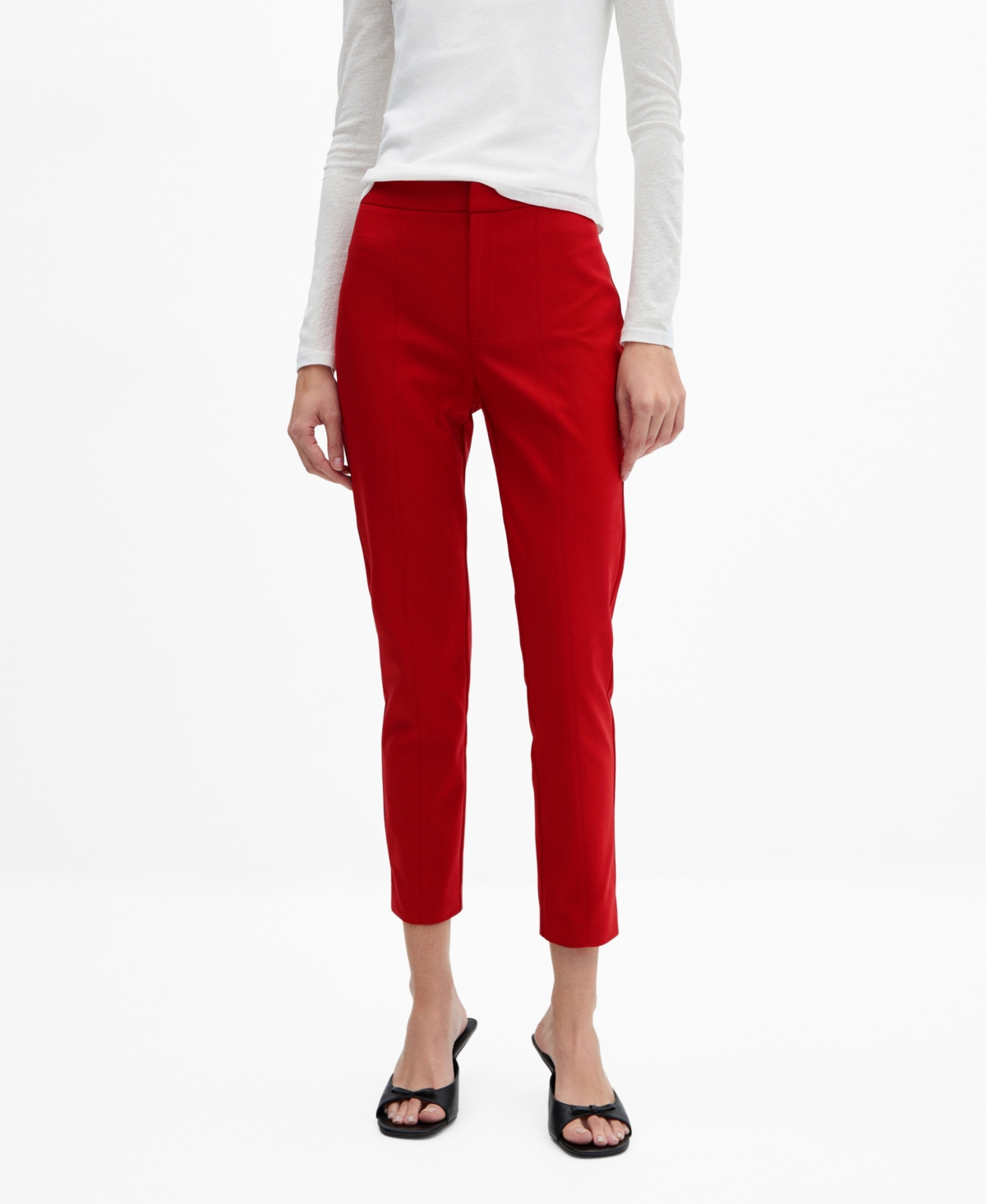 Shop Mango Women's Crop Skinny Pants In Red
