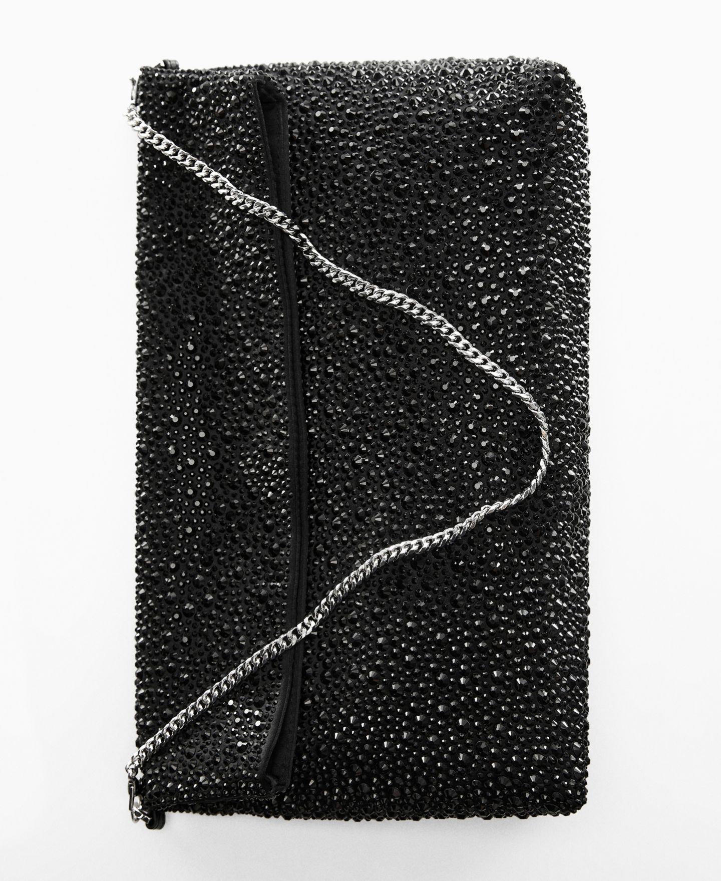 Женская сумка MANGO Crystals Detail Chain, цвет: Чёрный — фото 4