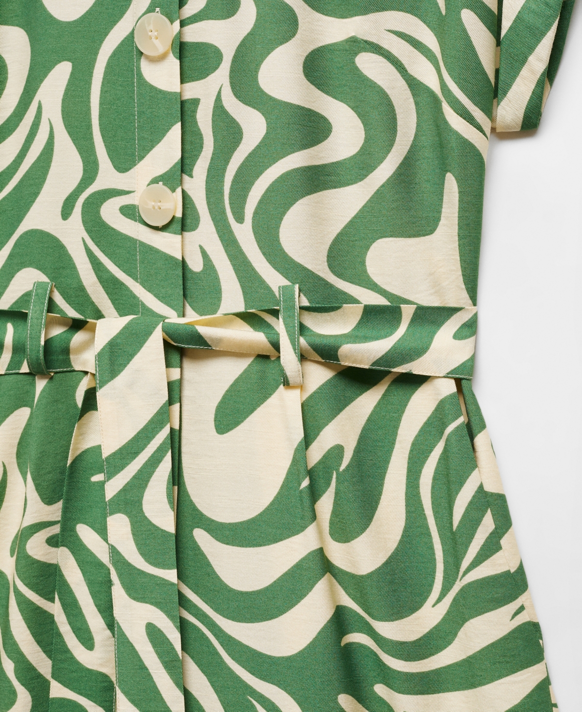 Shop Mango Women's Printed Shirt Jumpsuit In Green