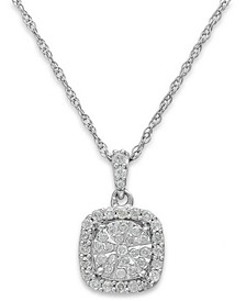 Diamond Cushion Pendant Necklace in Sterling Silver (1/3 ct. t.w.)