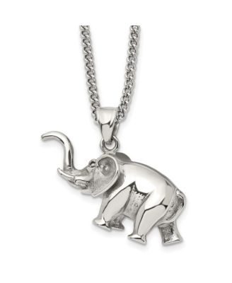 Chisel Polished 3D Elephant Pendant on a Curb Chain Necklace - Macy's