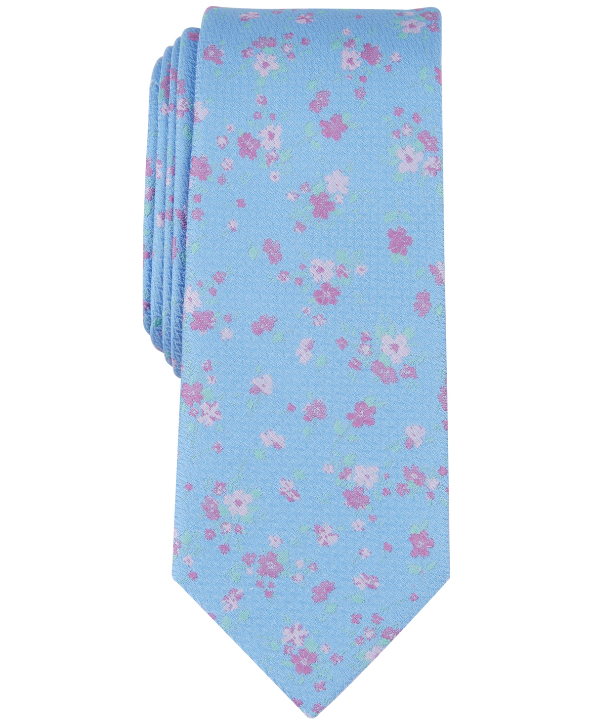 Men's Lance Floral Tie, Created for Macy's - Light Blue
