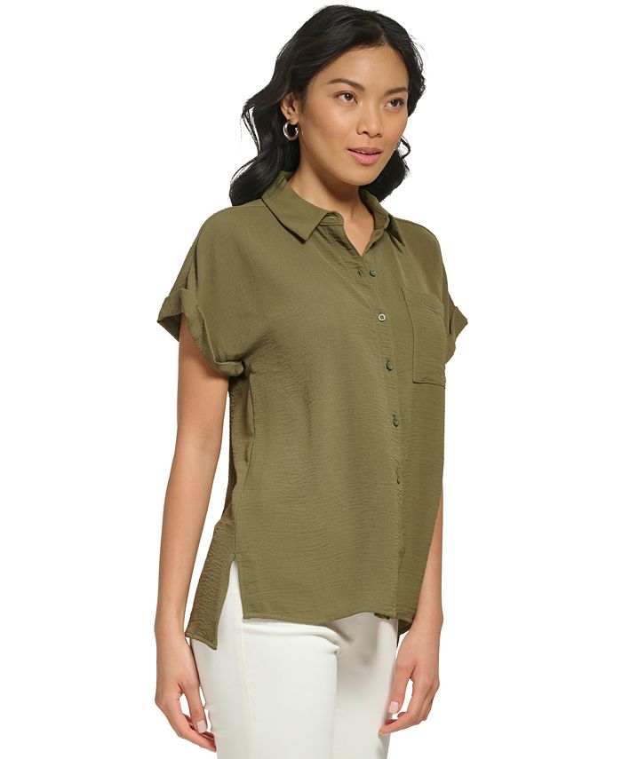 Calvin Klein Short Sleeve Button Down Shirt - Macy's