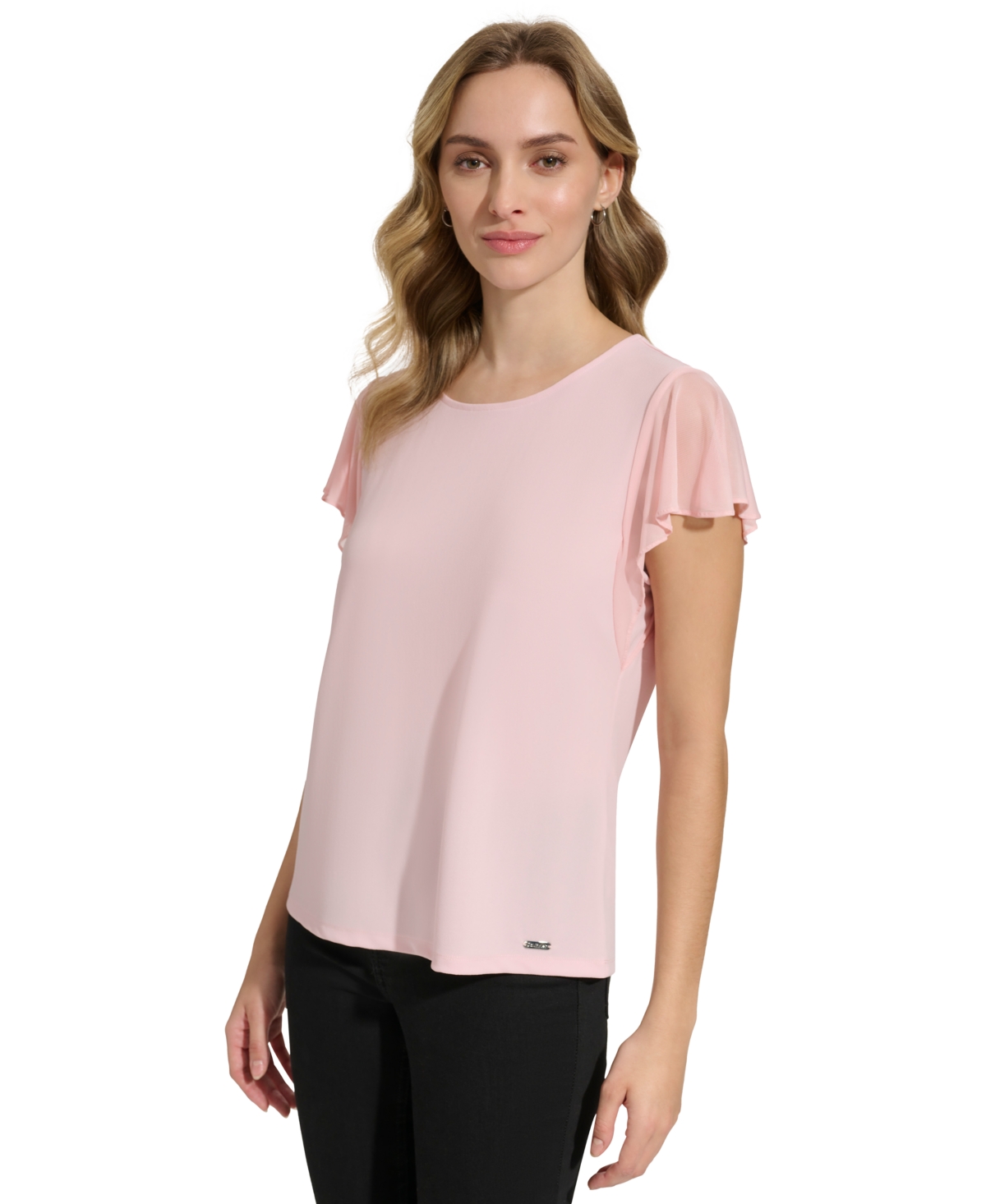 Calvin Klein Women's Mesh Sleeve Top
