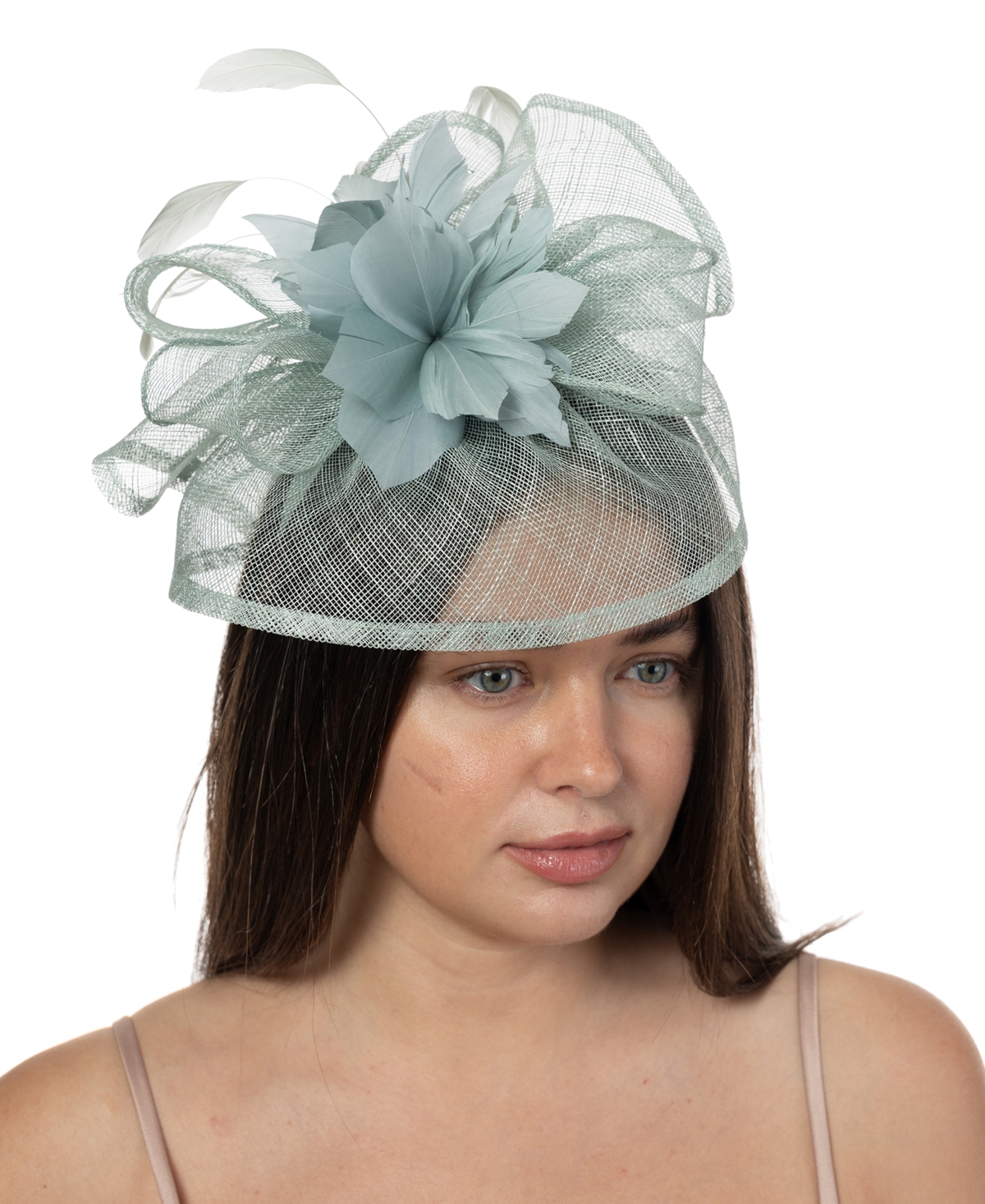 Bellissima Millinery Collection Women's Feather Sinamay Fascinator In Mint
