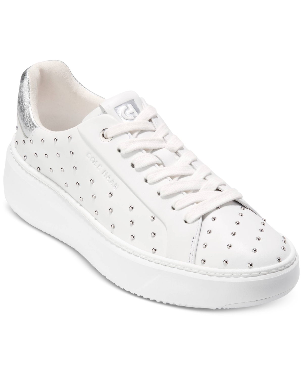 Shop Cole Haan Women's Grandpro Topspin Sneakers In Optic White,micro Studs