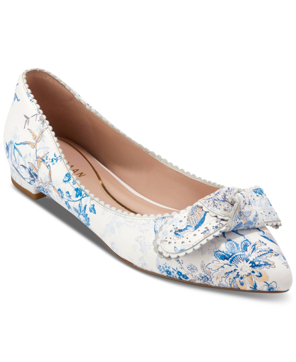 Shop Cole Haan Women's Bellport Bow Skimmer Flats In Peacock Print Leather