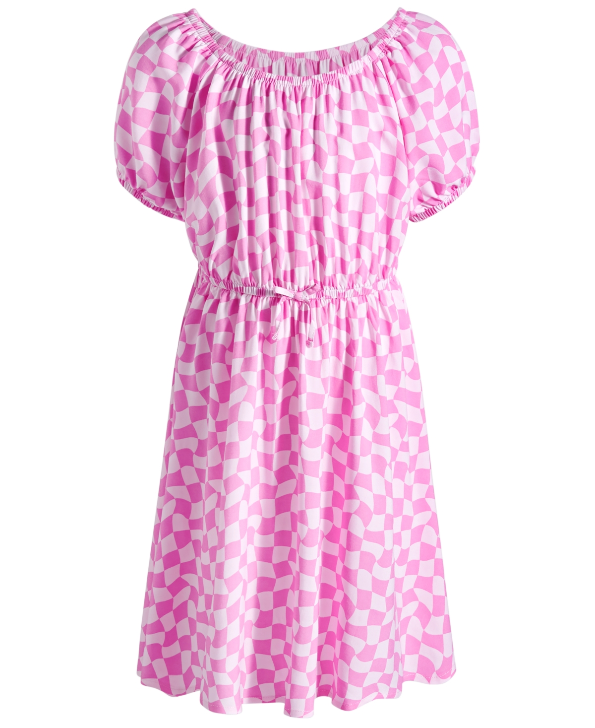 Shop Epic Threads Big Girls Checker-print Peasant Dress, Created For Macy's In Barely Pink