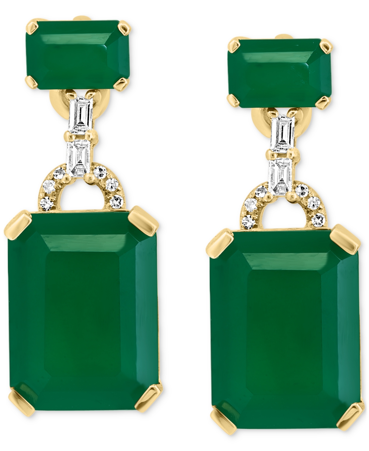 Effy Green Onyx & Diamond (1/8 ct. t.w.) Drop Earrings in 14k Gold - 14K Gold
