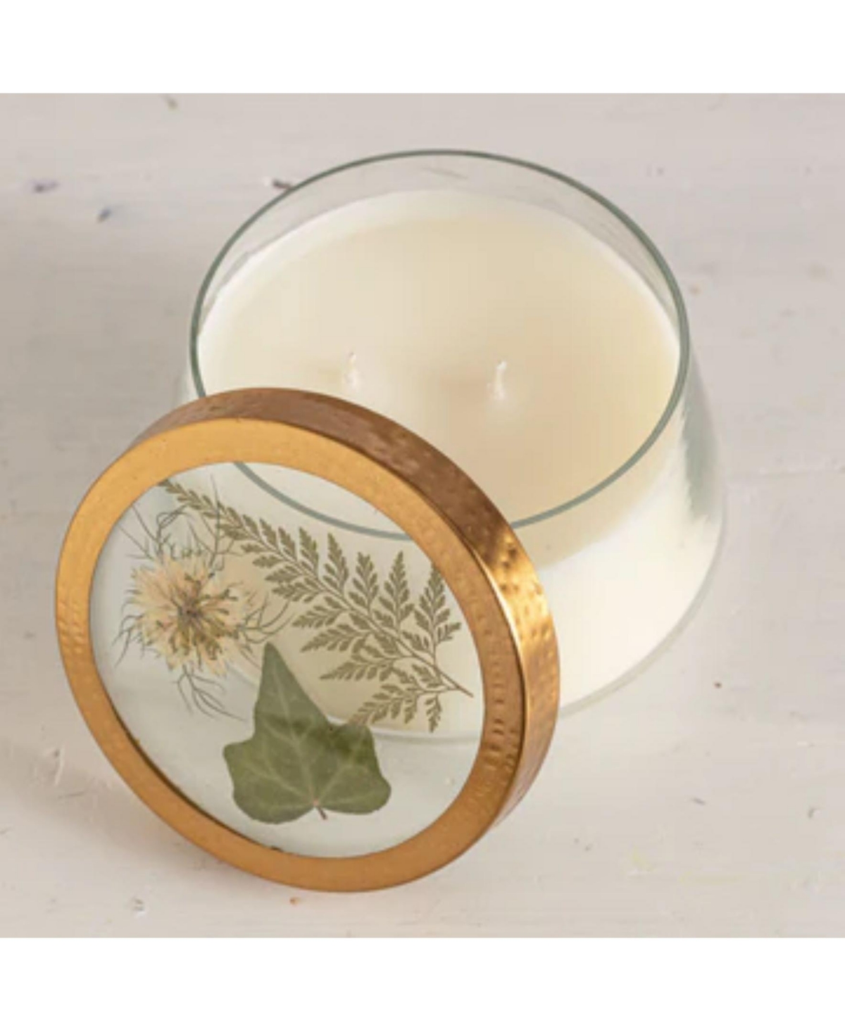 Forest Large Pressed Floral Candle - White
