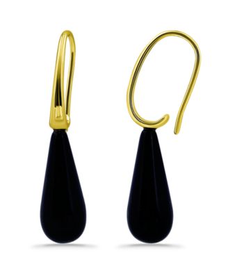 14K Gold Plated Multi Genuine Stone Teardrop Earrings
