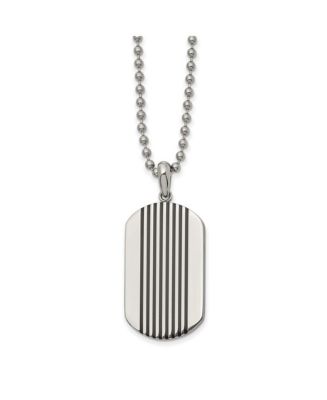 Chisel Black Enamel Stripes Dog Tag Ball Chain Necklace - Macy's