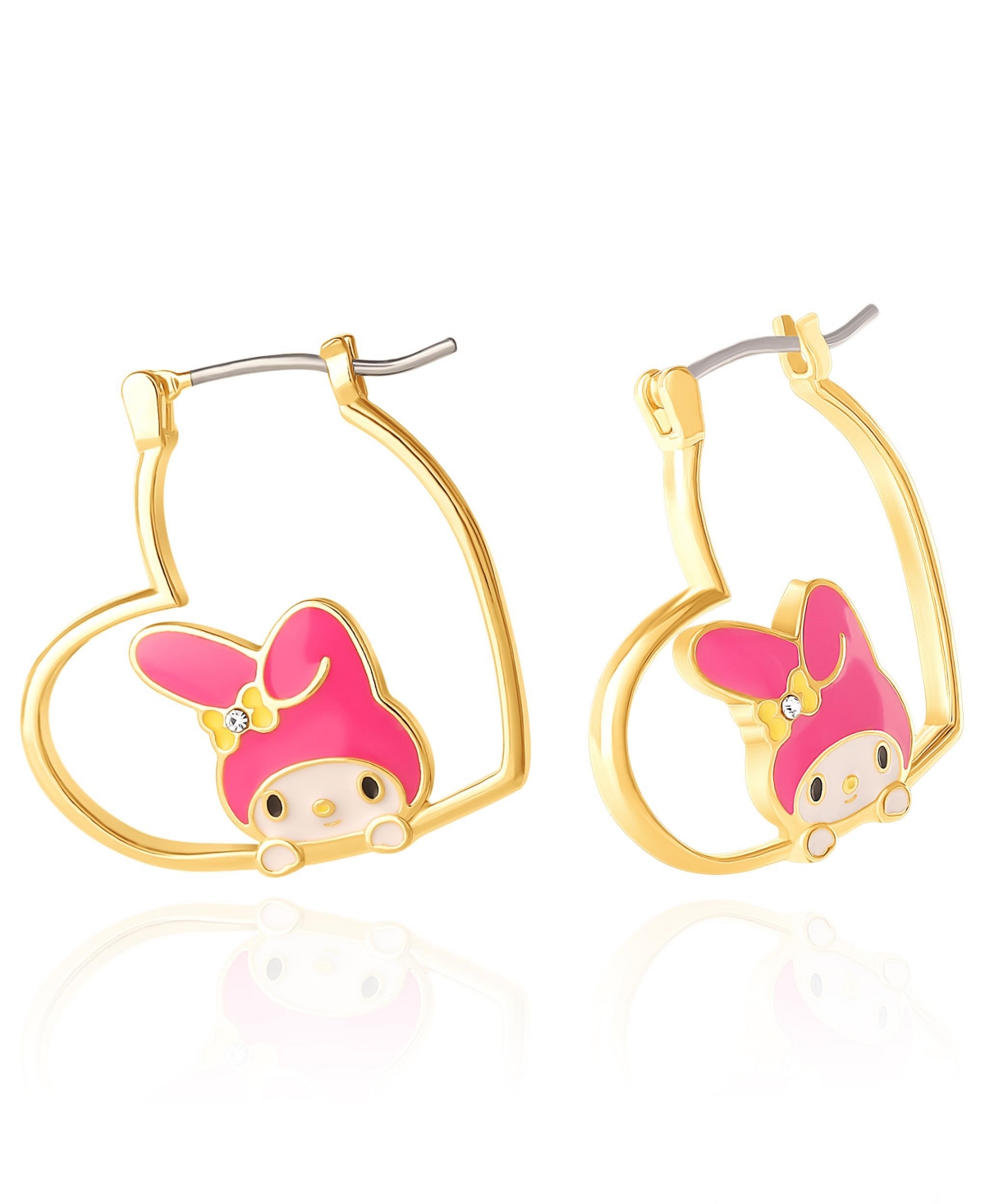 Sanrio My Melody Heart Hoop Earrings - Gold tone, pink