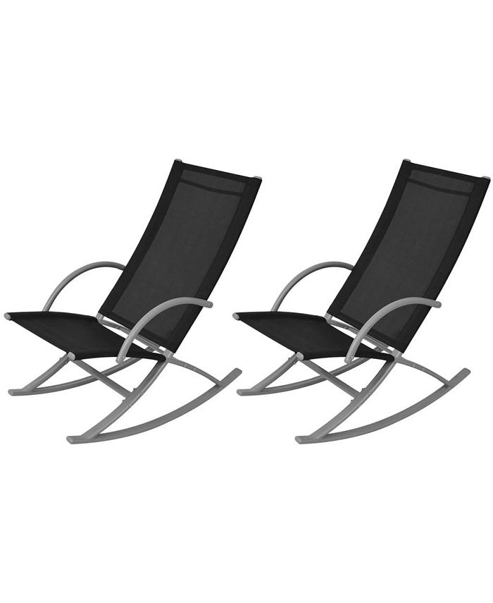 vidaXL Patio Rocking Chairs 2 pcs Steel and Text Ilene Black - Macy's