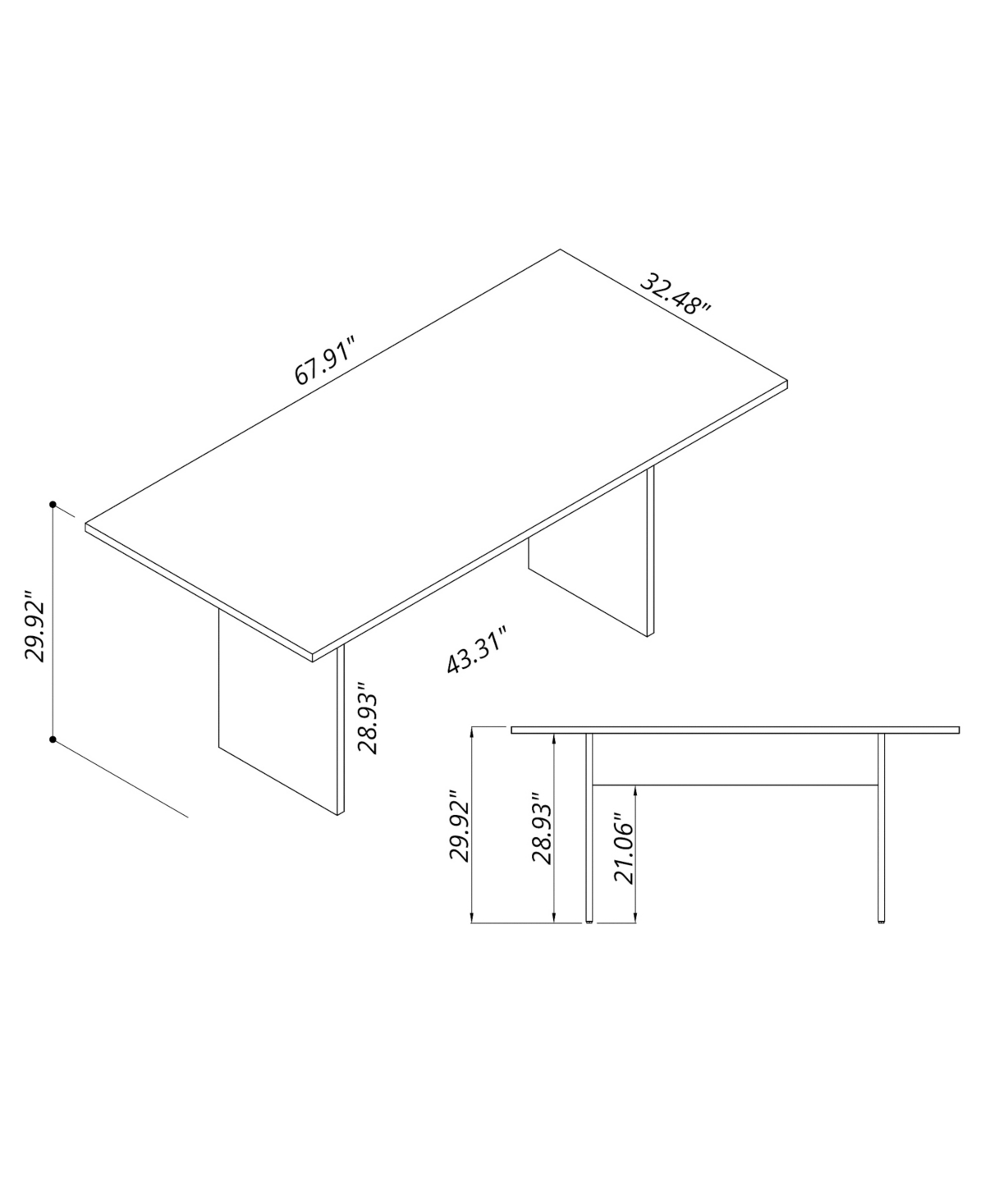 Manhattan Comfort Nomad Medium Density Fiberboard Rectangular Dining Table