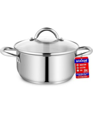 Bakken- Swiss Stockpot 24 Quart Brushed Stainless Steel Heavy Duty Induction Pot with Lid and Riveted Handles for Soup Seafood Stock Canning and F