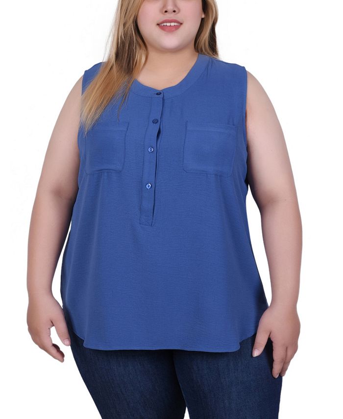 NY Collection Plus Size Sleeveless Air Flow Blouse - Macy's