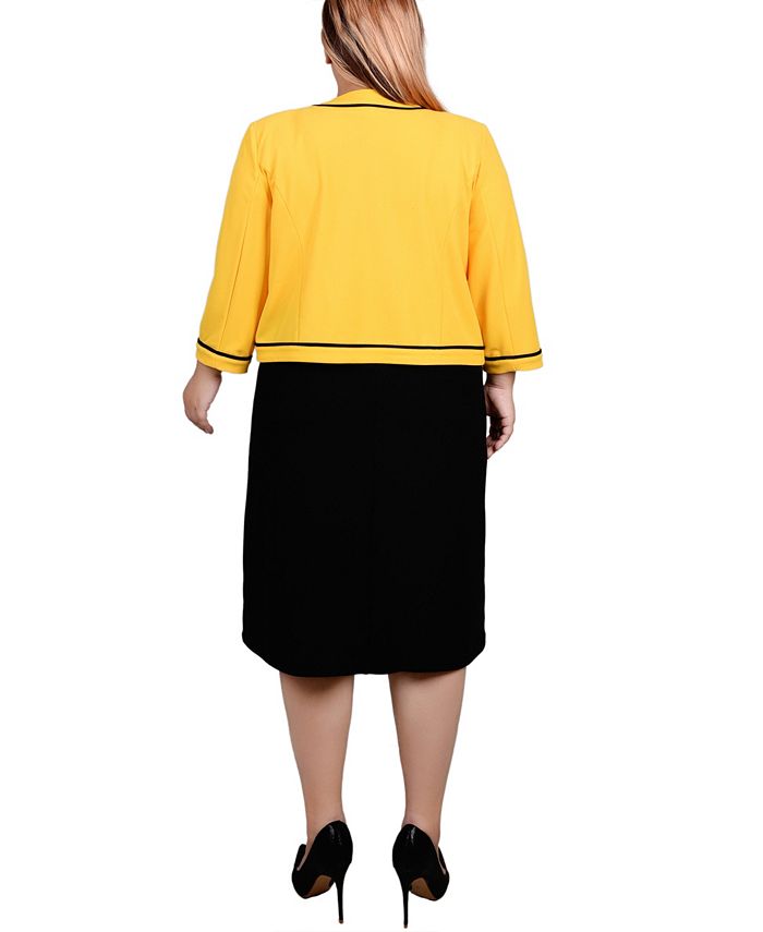 NY Collection Missy 3/4 Sleeve Contrast Detail Dress