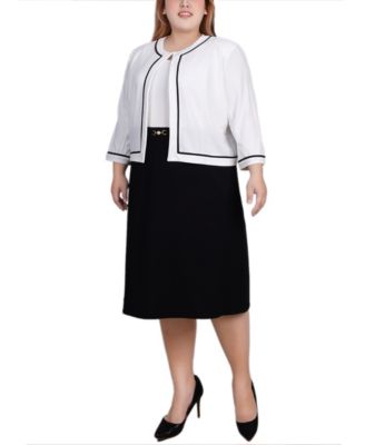 Plus Size 3/4 Sleeve Dress, 2 Piece Set