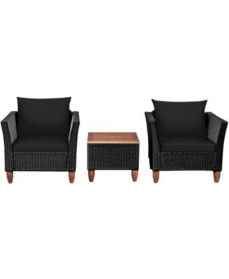 3 Pieces Outdoor Patio Rattan Furniture Set with Coffee Table
