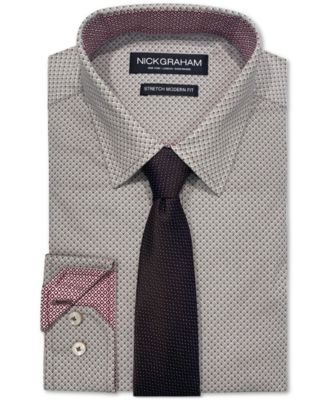 Nick Graham - Men's Art Deco Squares Dress Shirt & Tie Set