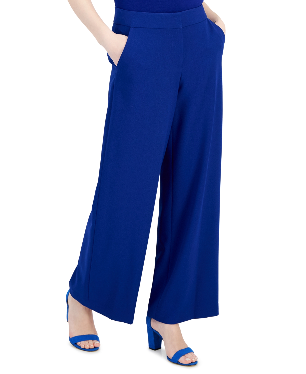 Shop Tahari Asl Women's Mid-rise Wide-leg Career Pants In Cobalt