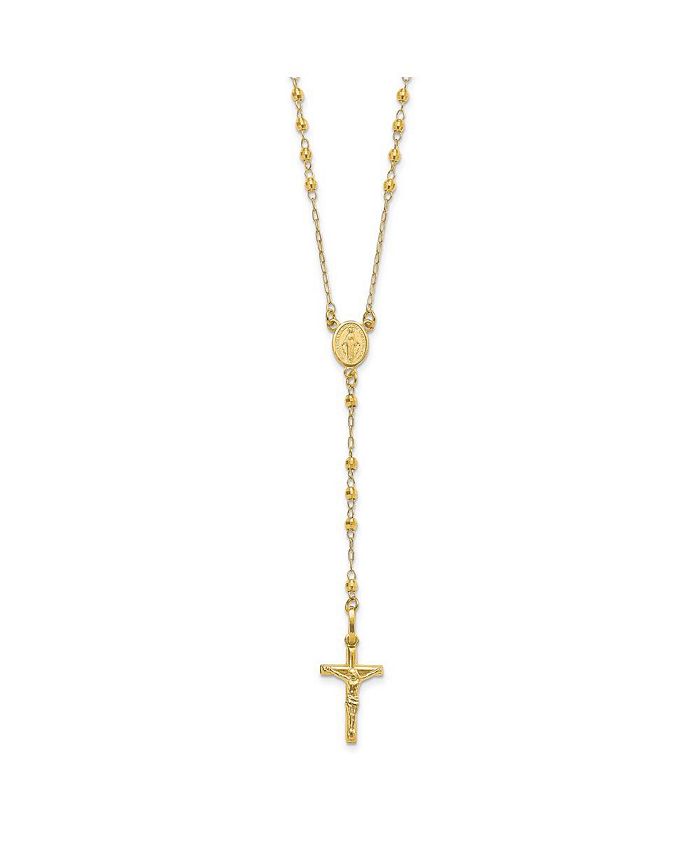 Diamond2Deal 14K Yellow Gold Polished Faceted Beads Rosary Pendant