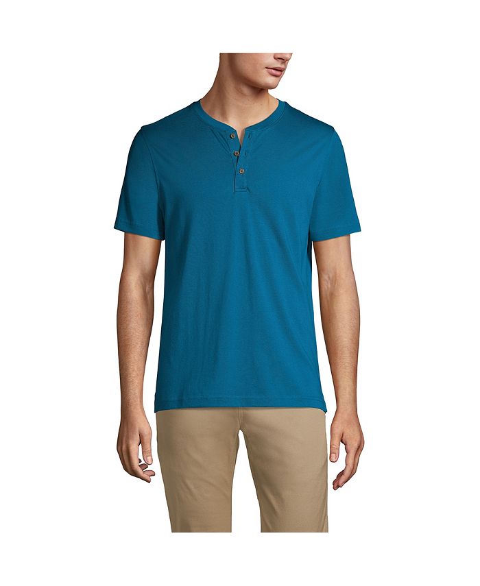 Lands' End Men's Short Sleeve Cotton Supima Jersey Henley Macy's
