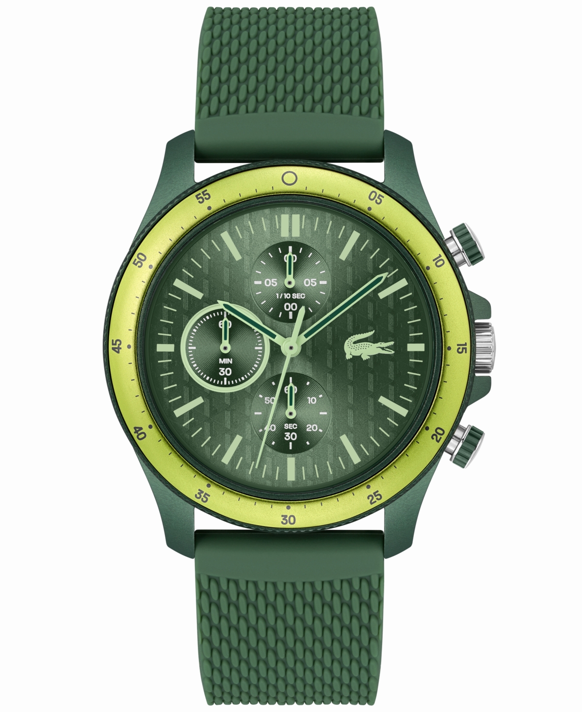 Lacoste Men's Neoheritage Chronograph Green Silicone Strap Watch 42mm