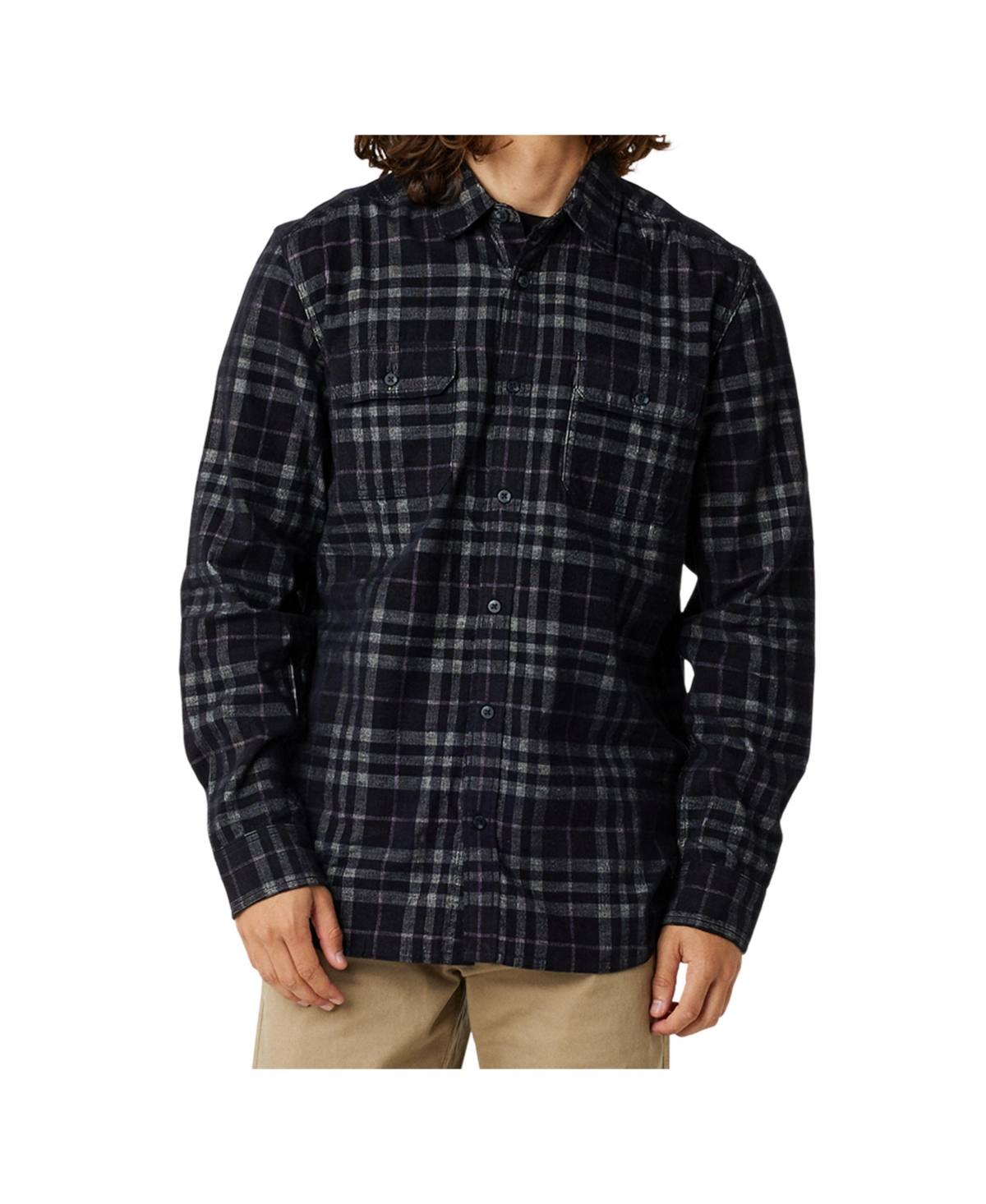 Men's Salt Water Culture Cord Plaid Shirt - Washed Black