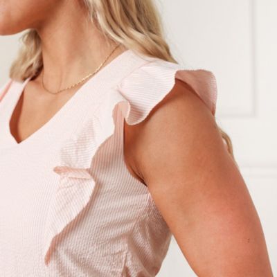 Women's Flutter Sleeve Seersucker Dress